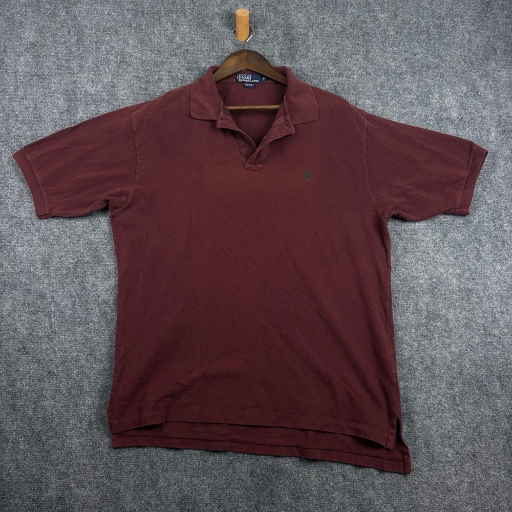 Polo Ralph Lauren Mens XL Burgundy Maroon Short Sleeve Pique Cotton Polo Shirt